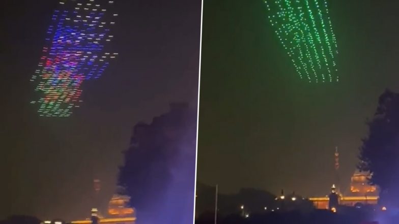 Republic Day Celebrations 2022: 1,000 Drones Light Up The Sky During Beating Retreat Rehearsal In Delhi (Watch Video)