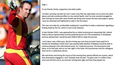Brendan Taylor, Former Zimbabwe Captain, Reveals Shocking Details on Being Approached for Spot-Fixing, Writes About Mental Health Problems After Incident (Read Full Statement)