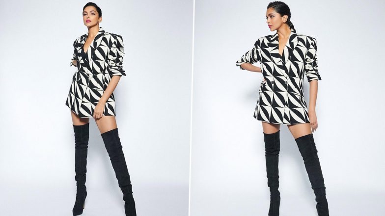 Deepika Padukone's jacket and skirt for Gehraiyaan promotions