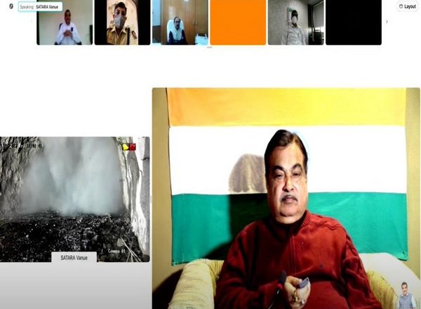 India News | Nitin Gadkari Launches Breakthrough of RHS Portal of New 6-lane Tunnel in Maharashtra's Khambatki Ghat