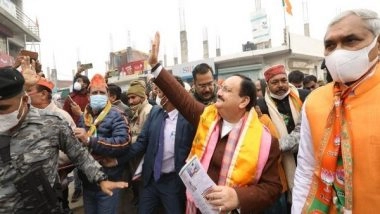 India News | UP Assembly Polls: JP Nadda Holds Door-to-door Campaign in Bareilly