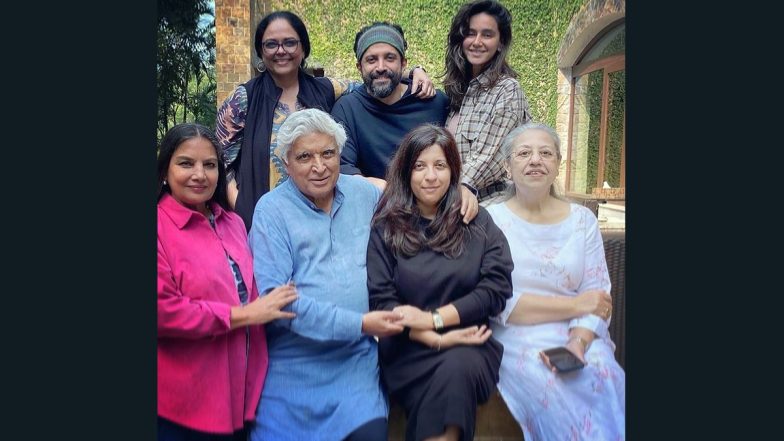 Farhan Akhtar Shares Happy Family Photo on Father Javed Akhtar’s 77th Birthday Featuring Shabana Azmi, Ex-Wife Honey Irani and Kids