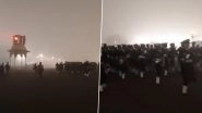 Republic Day 2022: Indian Navy&rsquo;s Contingent Warming Up Before the Parade Rehearsal Amid Dense Fog at Vijay Chowk (Watch Video)