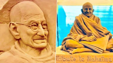 Mahatma Gandhi Death Anniversary: Sudarsan Pattnaik Dedicates Sand Art to the Father of the Nation on His 74th Punyatithi
