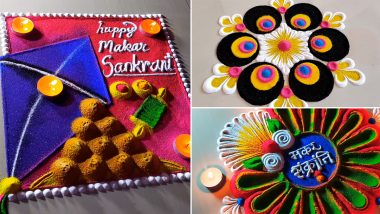 Latest Rangoli Designs For Makar Sankranti 2022: New Sankranthi Muggulu Patterns and Easy Kite Rangoli Images For Harvest Festival