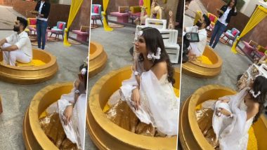 Mouni Roy and Suraj Nambiar’s Pre-Wedding Festivities Start, Actress Looks Gorgeous in a White Dress at Her Haldi Ceremony (Watch Video)