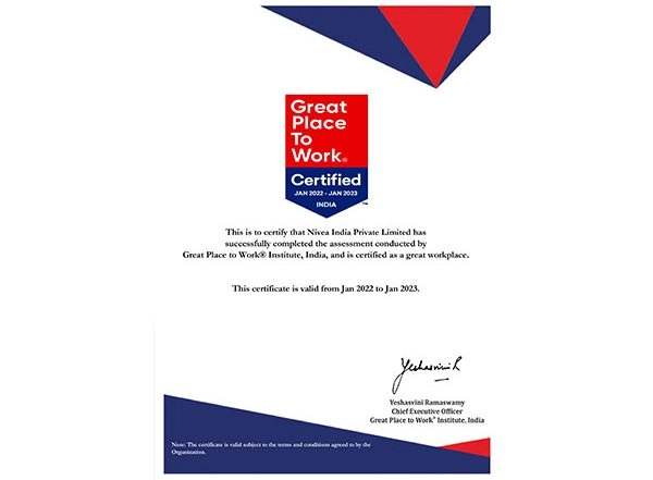 Business News | NIVEA India is Certified as a Great Place to Work®