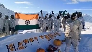 Indian Army Troops Deployed in Forward Areas of Drass, Kargil District Wish Countrymen on Occasion of Pongal (Watch Video)
