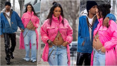 Pregnant Rihanna Flaunts Baby Bump in Fuchsia Pink Chanel Coat Walking NYC Streets With Boyfriend A$AP Rocky (View Pics)
