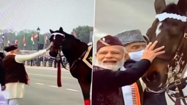 Republic Day 2022: Virat Retires From President’s Bodyguard Steed; President Ram Nath Kovind, PM Narendra Modi And Rajnath Singh Bid Farewell To Bodyguard Troop Horse (Watch Video)