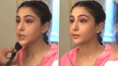 Sara Ali Khan Asks for Nariyal Pani, Gets a Shocking Scare in Return During Her Makeup Session (Watch Video)