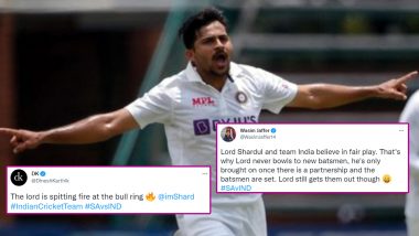 ‘Lord Shardul’ Trends on Twitter After Pacer Takes 7-Wicket Haul vs South Africa; Dinesh Karthik, Wasim Jaffer Join Cricketing Fraternity to Congratulate Indian Pacer