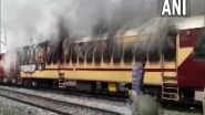 India News | Bihar: Aspirants Protesting Against Alleged Discrepancies in Railway Recruitment Board's NTPC Exam Set Train's Coach on Fire in Gaya