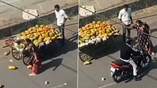 Bhopal Woman Throws Away Vendor's Fruits on Road After Seller's Cart Brushed Past Her Car, Video Sparks Twitter Outrage