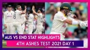 AUS vs ENG Stat Highlights 4th Ashes Test 2021-22 Day 1: England Bowlers Strike Thrice on Rain-Affected Day