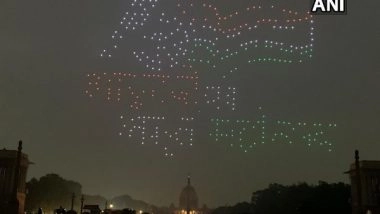 India News | On Republic Day Eve, Made in India Drones Create Different Formations at Rashtrapati Bhavan
