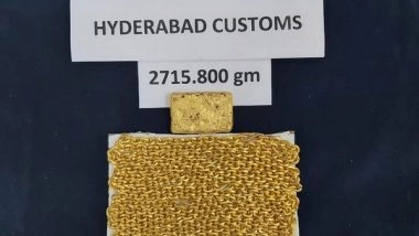 India News | Hyderabad: Gold Valuables of over 2kg Seized from Man at Airport