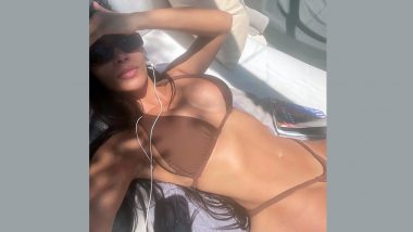 Kim Kardashian Soaks in the Sun in a Brown Bikini, Shows Off Her Sleek Curves (View Pic)