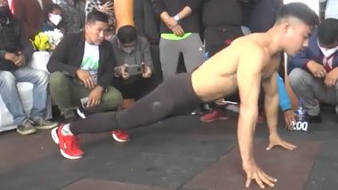 Thounaojam Niranjoy Singh, Manipur Youth, Sets New Guinness World Record for Maximum Finger Tip Push-Ups in 1 Minute (Watch Video)