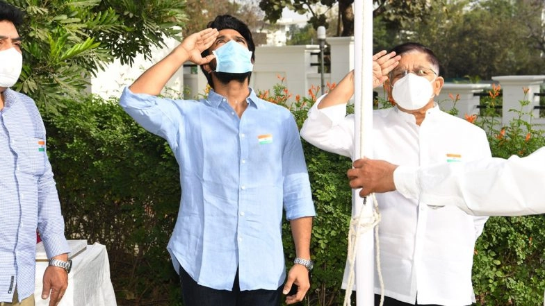 Ram Charan Unfurls the National Flag at Chiranjeevi Trust Office on Republic Day 2022