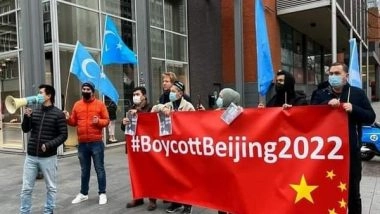 World News | Uyghur Groups Stage Protest in Belgium Against China's Human Rights Violations, Calls to Boycott Beijing Olympics