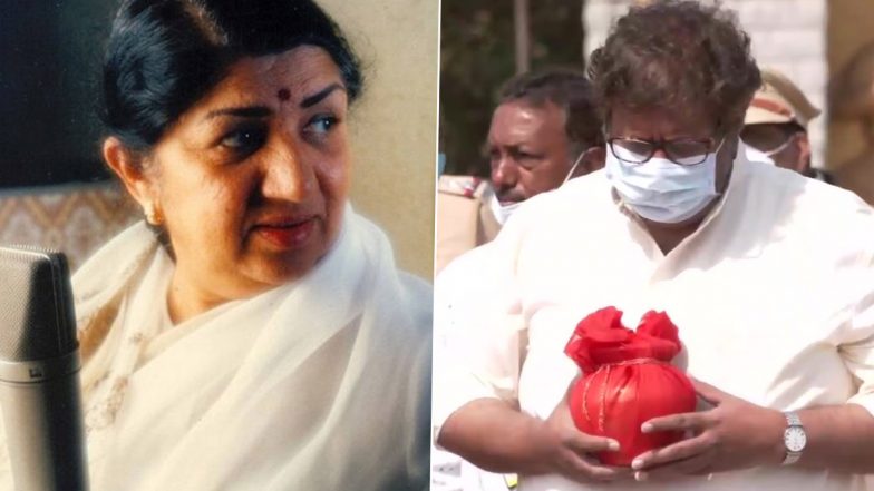 RIP Lata Mangeshkar: Legendary Singer’s Nephew Adinath Mangeshkar Collects Her Ashes From Shivaji Park, Mumbai