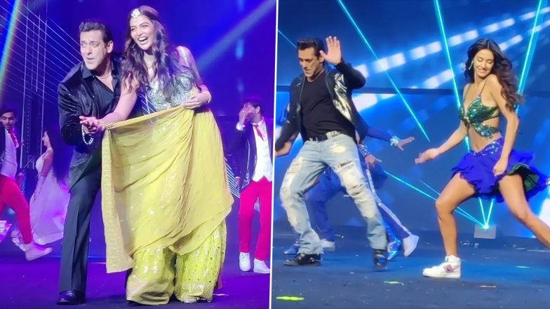 Salman Khan Grooves With Hotties Pooja Hegde Disha Patani At Da Bangg The Tour Reloaded Watch