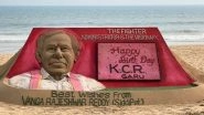 India News | Sand Artist Sudarshan Pattnaik Creates Sculpture of Telangana CM KCR on His Birthday