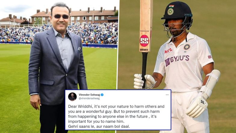 Virender Sehwag Urges Wriddhiman Saha To Name Journalist Who Disrespected Him After Latter Explains Reason for Not Doing So (Check Post)