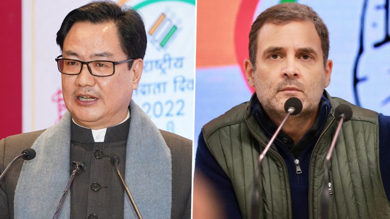 Kiren Rijiju Takes Swipes at Rahul Gandhi's 'Two Indias' Remark; Says He Thinks He's 'King of India'
