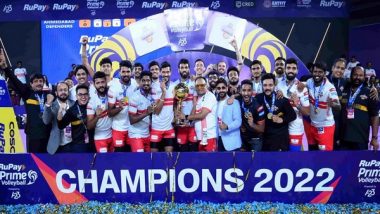 Sports News | Kolkata Thunderbolts Crowned Champions of Prime Volleyball League, Defeat Ahmedabad 3-0 in Final