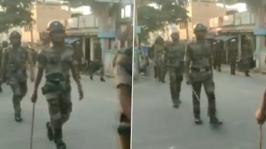 Karnataka Hijab Row: Police Take Out Flag March in Shivamogga Ahead Of Reopening Of Schools (Watch Video)