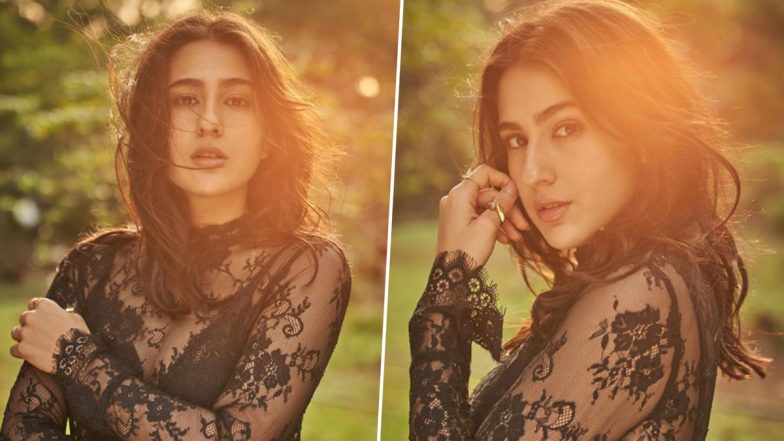 Sara Ali Khan Looks Breathtakingly Beautiful in Sunkissed Pictures as She Poses in a Black Net Outfit!