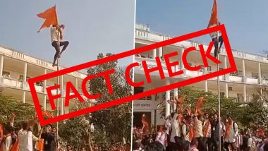 Karnataka Hijab Row: National Flag Replaced With Saffron Flag By Group Of Men At College in Shivamogga? Viral Video Being Shared With False Claim; Here's The Truth