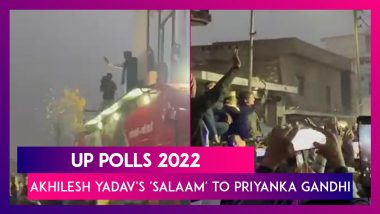 UP Polls 2022: Akhilesh Yadav's 'Salaam' To Priyanka Gandhi Vadra During Road Show