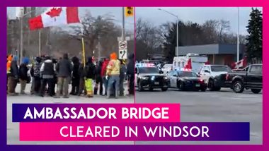 Ambassador Bridge Cleared In Windsor As Canadian Police Arrest Truck Convoy Protesters