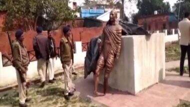 India News | Mahatama Gandhi's Statue Vandalised by Miscreants in Motihari