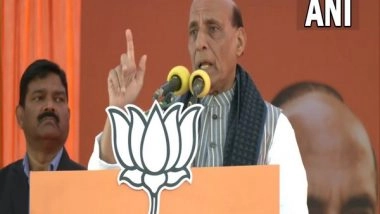 India News | Goddess Lakshmi Arrives on Lotus, Not on Cycle or Elephant: Rajnath Singh Attacks SP, BSP