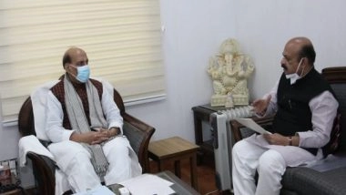 India News | Karnataka CM Basavaraj Bommai Meets Rajnath Singh, Requests for Approval of Sainik School