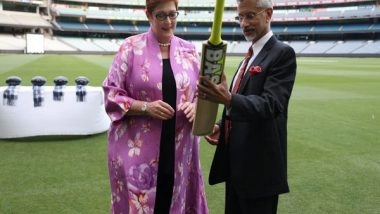 World News | After Quad Meet, Jaishankar Presents Kohli-signed Bat to Australian FM at Melbourne Cricket Ground