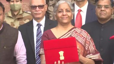 Union Budget 2022: FM Nirmala Sitharaman Takes Tablet in Red Pouch to Parliament to Present Paperless Budget