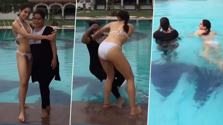 Sara Ali Khan in a Bikini Pushes Her Spot Girl in Swimming Pool, Calls it  Her 'Worst Prank' in a Recent AMA Session (Watch Video) | ðŸŽ¥ LatestLY
