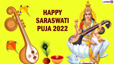Saraswati Puja 2022 Images & Happy Basant Panchami HD Wallpapers for Free Download Online: New WhatsApp Stickers, GIFs, SMS and Quotes To Celebrate the Auspicious Day