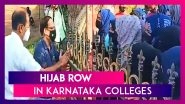 Hijab Row In Karnataka Colleges: Students Stopped At Gate, Some Appear Wearing Saffron Shawl