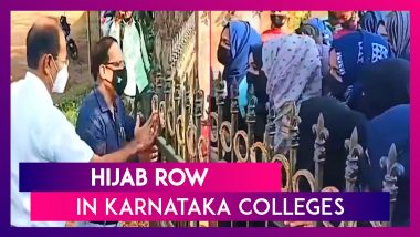 Hijab Row In Karnataka Colleges: Students Stopped At Gate, Some Appear Wearing Saffron Shawl
