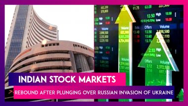 Indian Stock Markets Rebound over 1,500 points after plunging a day earlier Over Russian Invasion Of Ukraine