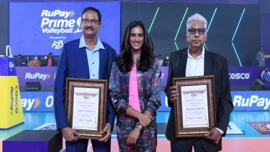 Sports News | PV Sindhu Inducts Father PV Ramana and Shyam Sunder Rao into Prime Volleyball League Hall of Fame