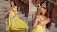 Decoding Mouni Roy&rsquo;s Mehndi Look: Yellow Lehenga With a Backless Choli and Minimal Makeup Had Us Floored (View Pics)