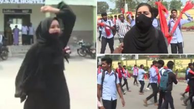 Karnataka Hijab Row: Will Abide By Court Order, Says Burka-Clad Student Muskaan Khan Who Shouted 'Allah-Hu-Akbar' After Being Heckled by a Crowd Chanting 'Jai Shri Ram'