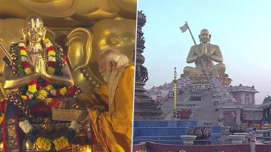 PM Narendra Modi Inaugurates 216-Feet Tall ‘Statue of Equality’ Commemorating 11th-Century Bhakti Saint Sri Ramanujacharya in Hyderabad